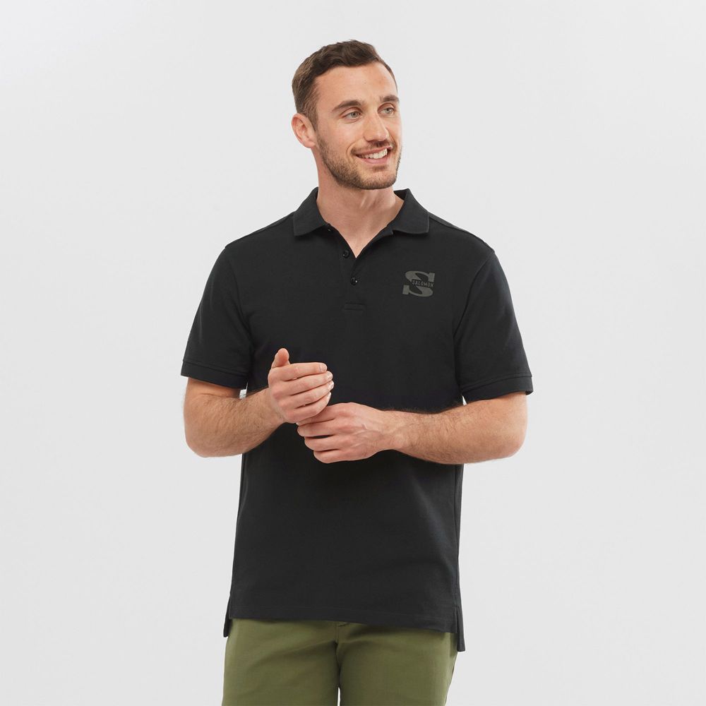 Camisetas Salomon Hombre Negras - Salomon Argentina OUTLIFE SS POLO M,340897-LPD